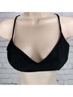 J Crew Re-imagined Solid Black Strappy Bikini Top Size Medium M